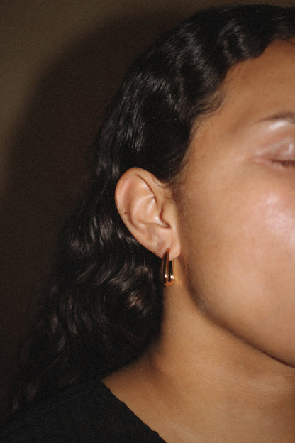 Drop earring, 18k Gold-plated