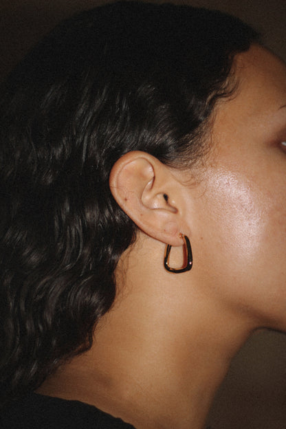 Drop earring, 18k Gold-plated