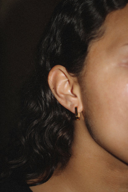 Stem earring, 18k Gold-plated