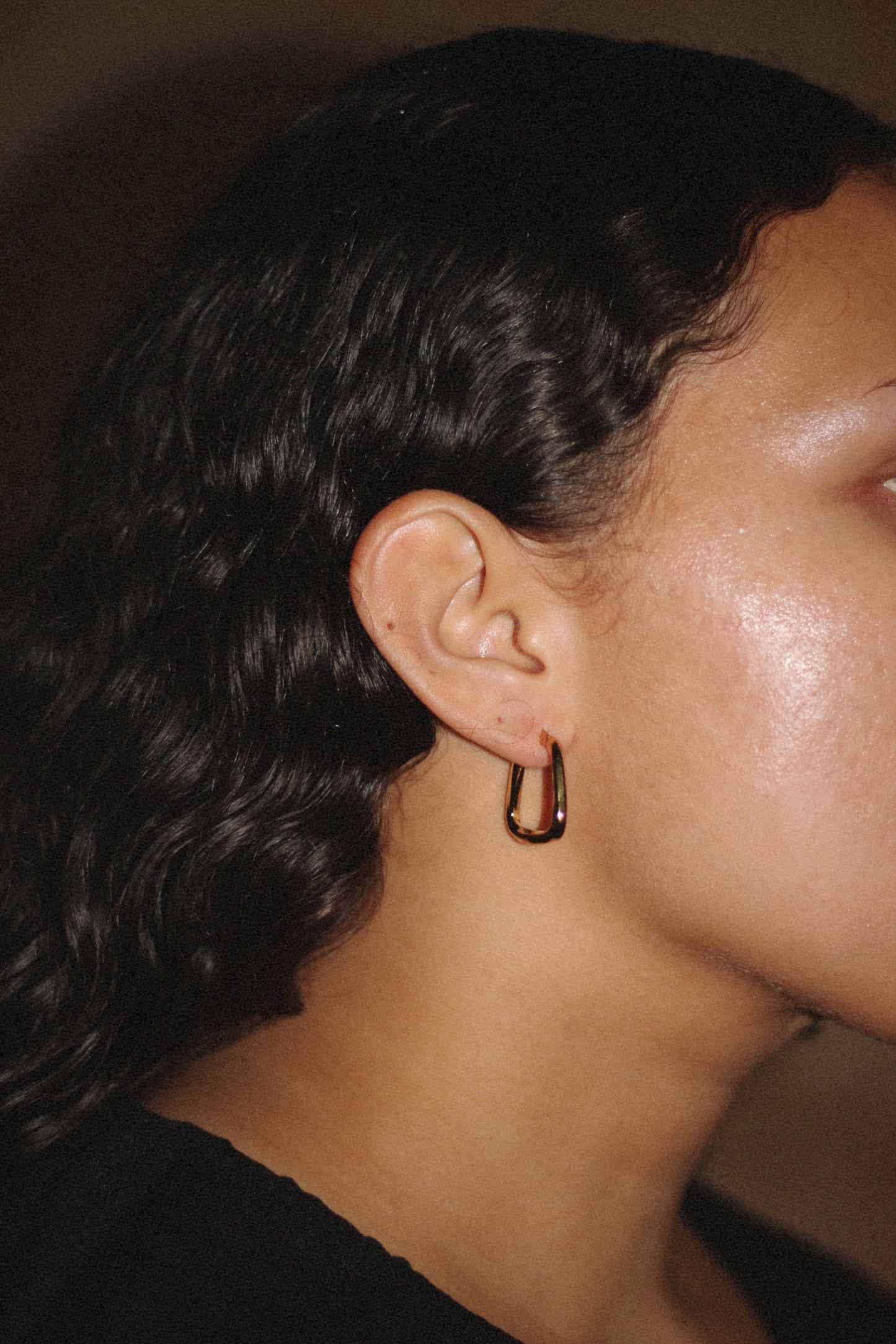 Drop earring, 18k Gold-plated