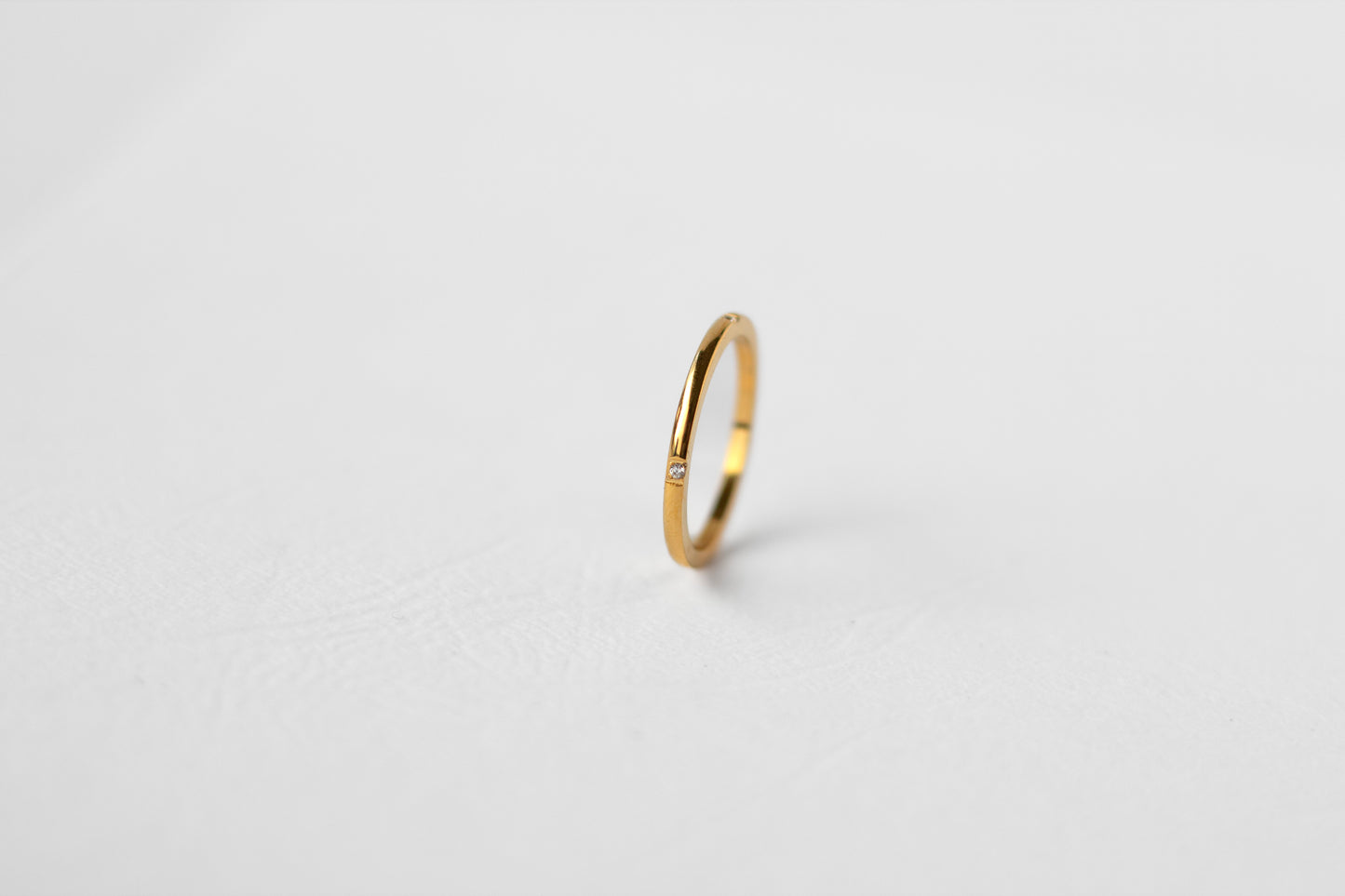 Sprig ring, 18k Gold-plated with White stone