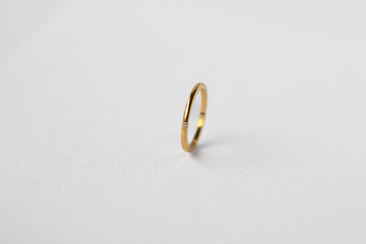 Sprig ring, 18k Gold-plated with White stone