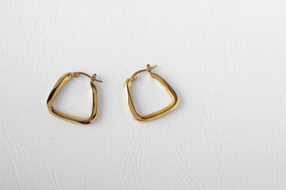 Drop earring, 18k Gold-plated