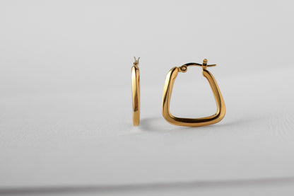 Drop earring, 18k Gold-plated