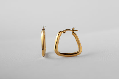 Drop earring, 18k Gold-plated